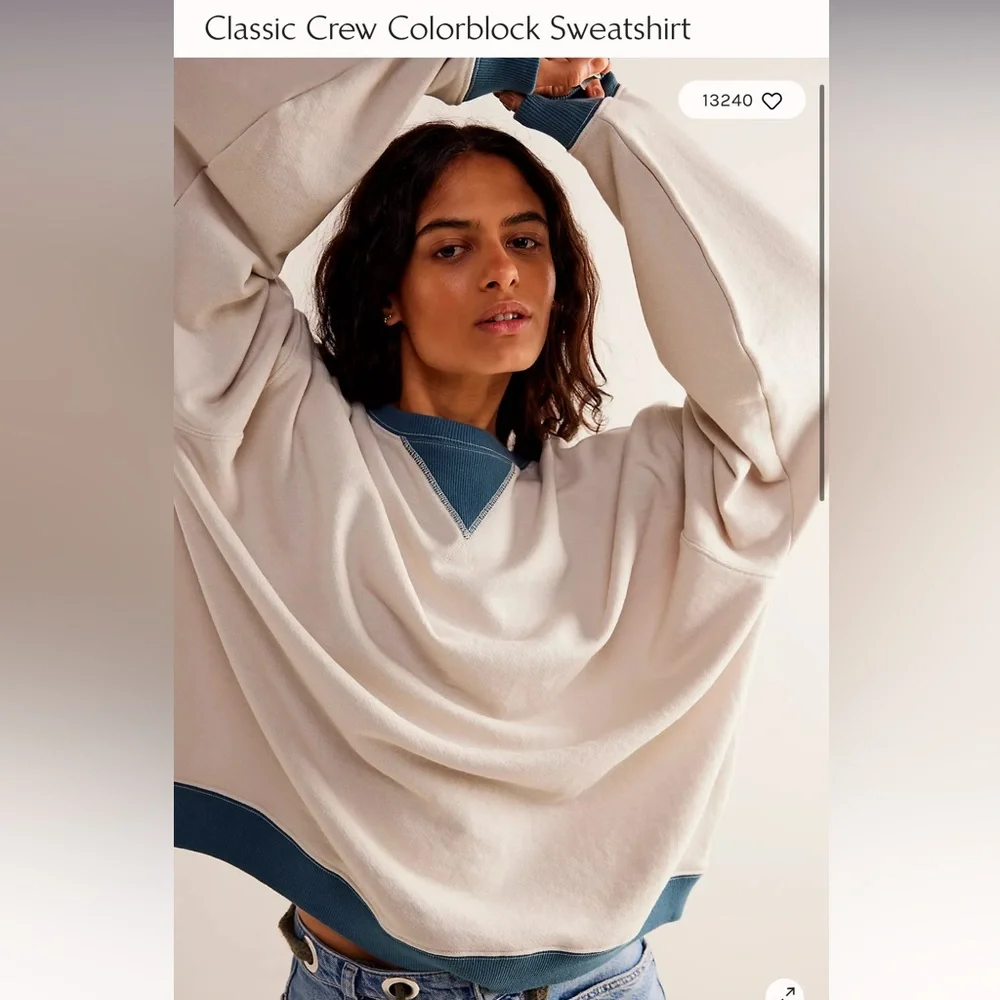 NWOT Free People Classic Crew colorblock sweatshirt